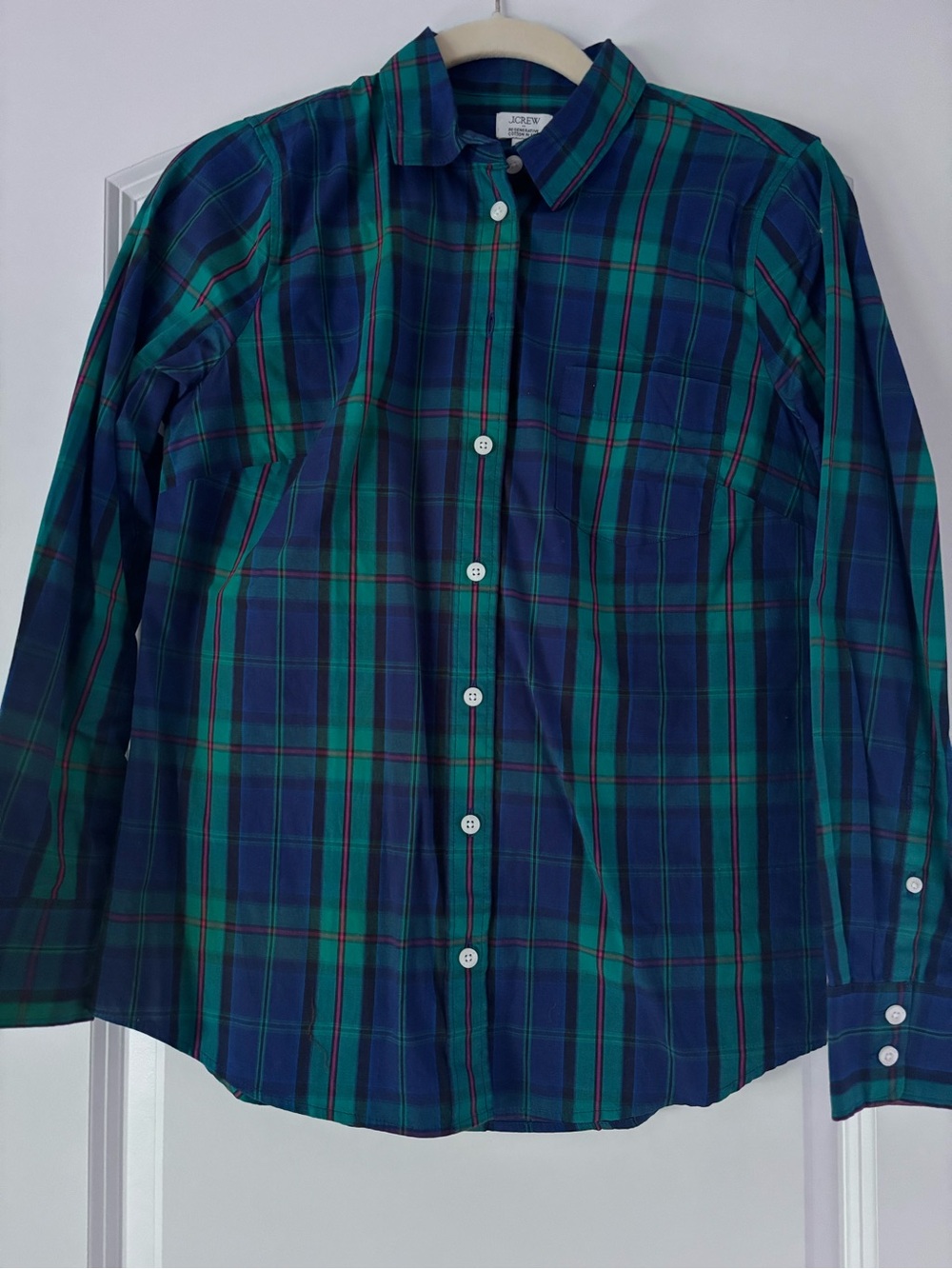 J. Crew Blue and Green Plaid Button-Down Shirt